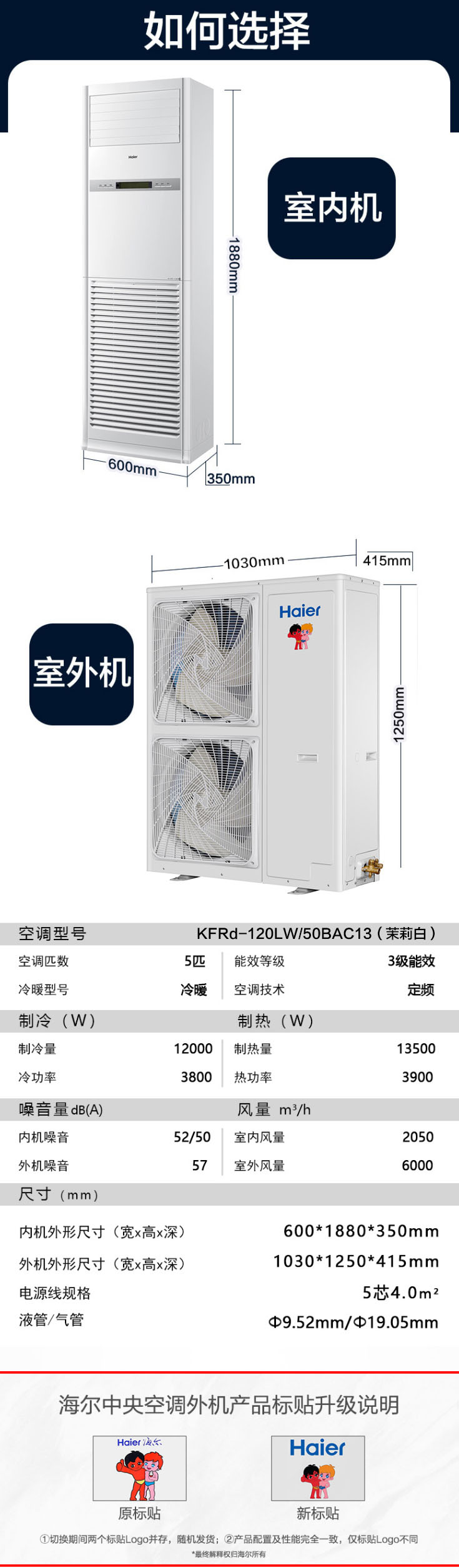 海爾（Haier）5匹柜式空調(diào)商用中央空調(diào)5P立式柜機(jī)5
